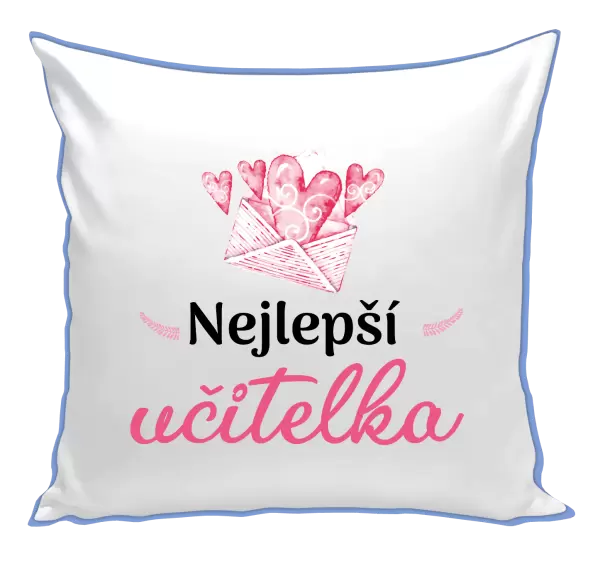 Polštář Nejlepší učitelka - obálka se srdíčkem