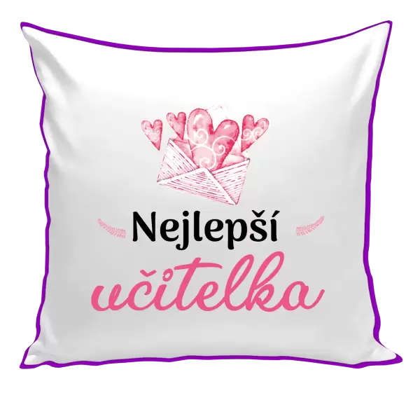 Polštář Nejlepší učitelka - obálka se srdíčkem