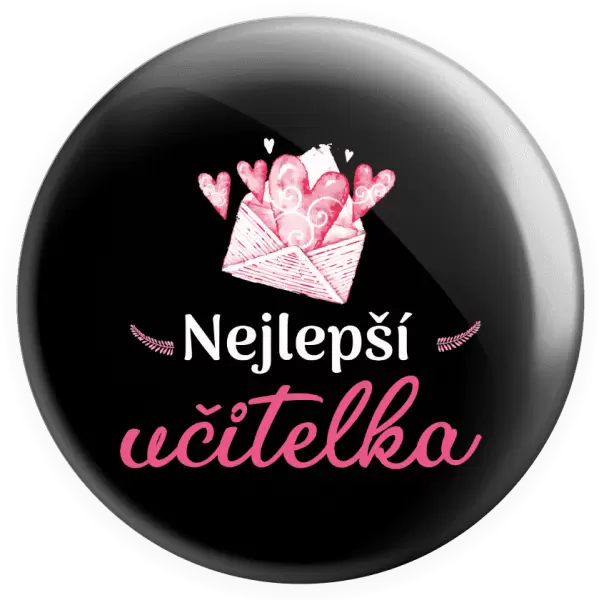 Placka Nejlepší učitelka - obálka se srdíčkem