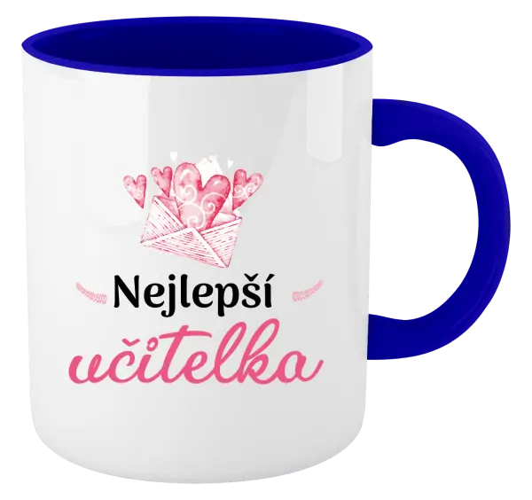 Hrnek Nejlepší učitelka - obálka se srdíčkem