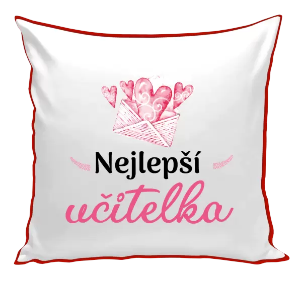 Polštář Nejlepší učitelka - obálka se srdíčkem