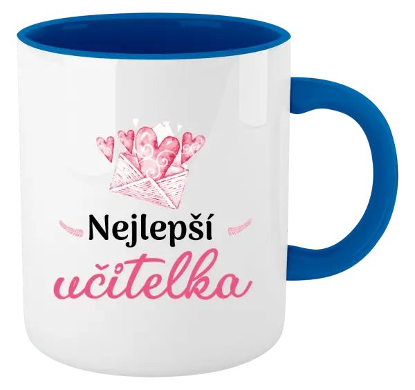 Hrnek Nejlepší učitelka - obálka se srdíčkem