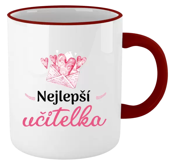 Hrnek Nejlepší učitelka - obálka se srdíčkem