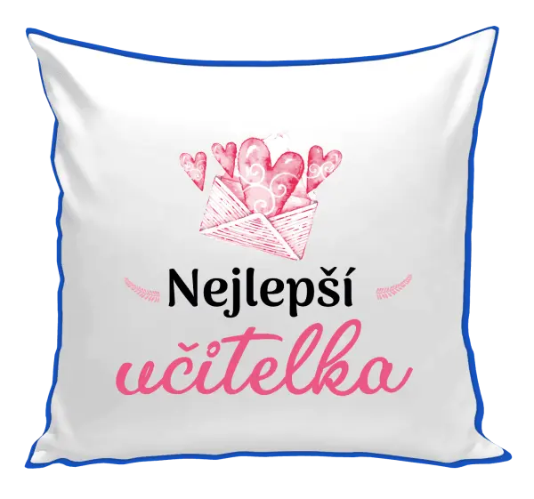 Polštář Nejlepší učitelka - obálka se srdíčkem