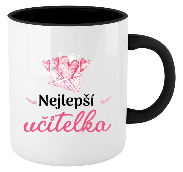 Hrnek Nejlepší učitelka - obálka se srdíčkem