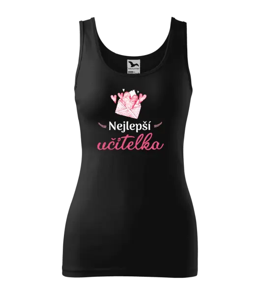 Dámské tílko Nejlepší učitelka - obálka se srdíčkem