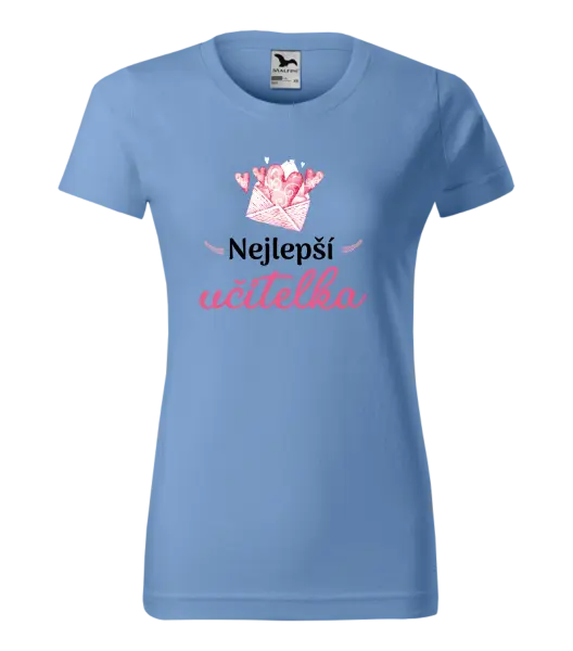 Dámské tričko Nejlepší učitelka - obálka se srdíčkem