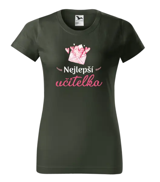 Dámské tričko Nejlepší učitelka - obálka se srdíčkem