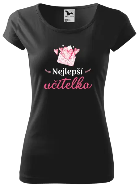 Dámské tričko Nejlepší učitelka - obálka se srdíčkem