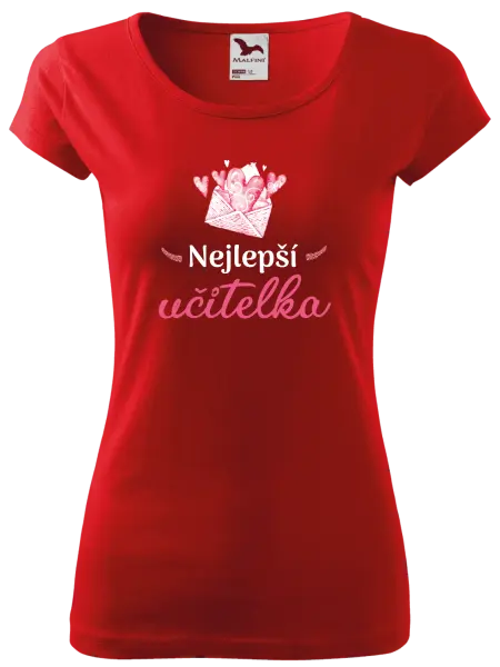 Dámské tričko Nejlepší učitelka - obálka se srdíčkem