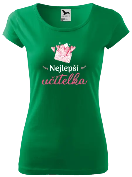 Dámské tričko Nejlepší učitelka - obálka se srdíčkem