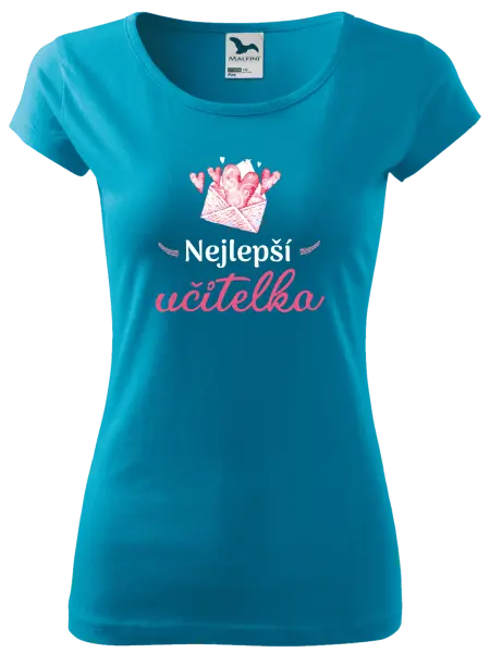 Dámské tričko Nejlepší učitelka - obálka se srdíčkem
