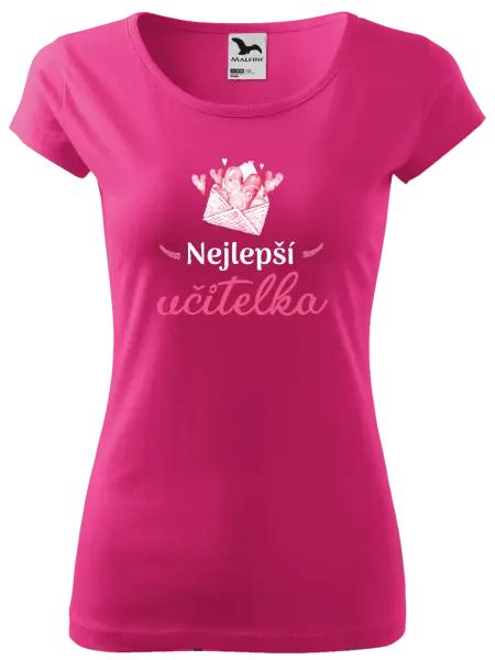 Dámské tričko Nejlepší učitelka - obálka se srdíčkem