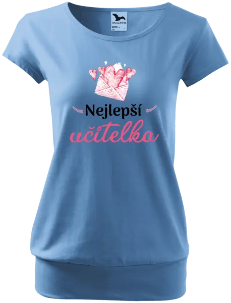 Dámské tričko Nejlepší učitelka - obálka se srdíčkem