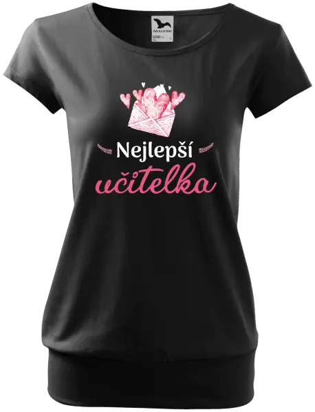 Dámské tričko Nejlepší učitelka - obálka se srdíčkem