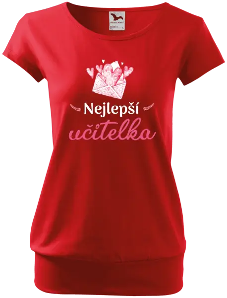 Dámské tričko Nejlepší učitelka - obálka se srdíčkem