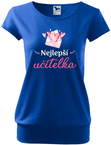 Dámské tričko Nejlepší učitelka - obálka se srdíčkem