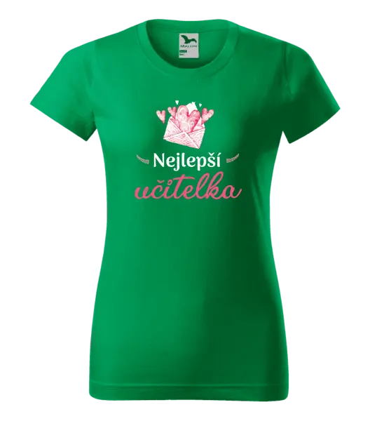 Dámské tričko Nejlepší učitelka - obálka se srdíčkem