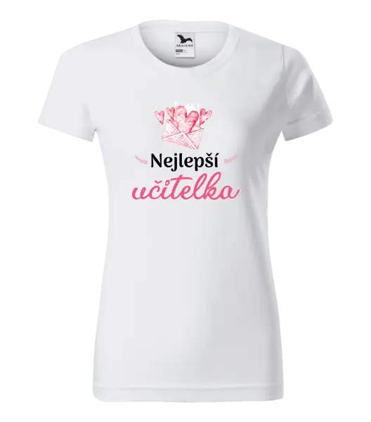 Dámské tričko Nejlepší učitelka - obálka se srdíčkem