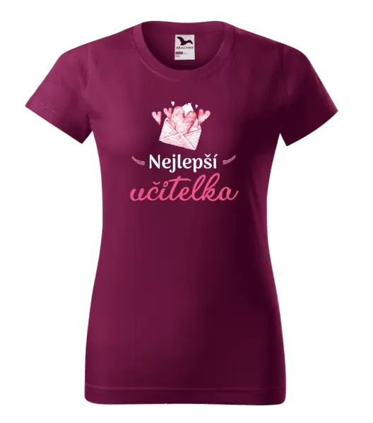 Dámské tričko Nejlepší učitelka - obálka se srdíčkem