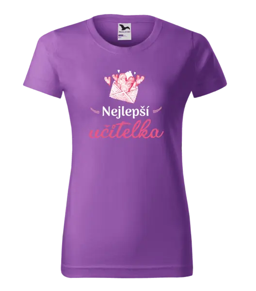 Dámské tričko Nejlepší učitelka - obálka se srdíčkem