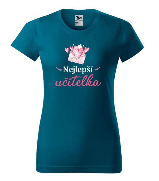 Dámské tričko Nejlepší učitelka - obálka se srdíčkem