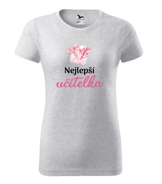 Dámské tričko Nejlepší učitelka - obálka se srdíčkem