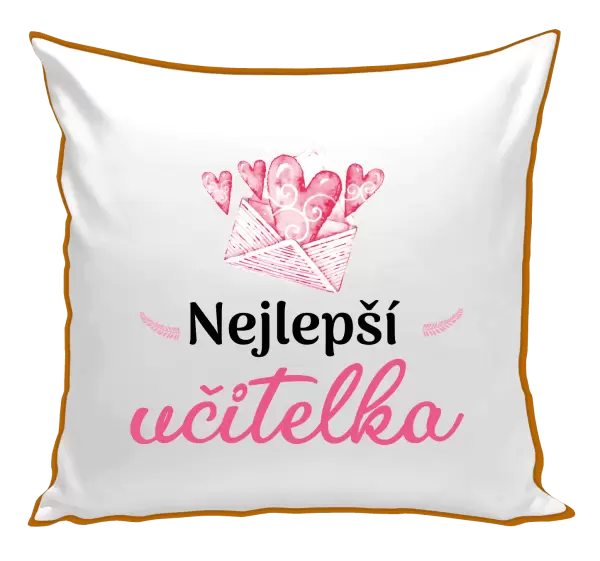 Polštář Nejlepší učitelka - obálka se srdíčkem