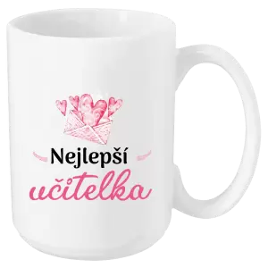 Hrnek Nejlepší učitelka - obálka se srdíčkem