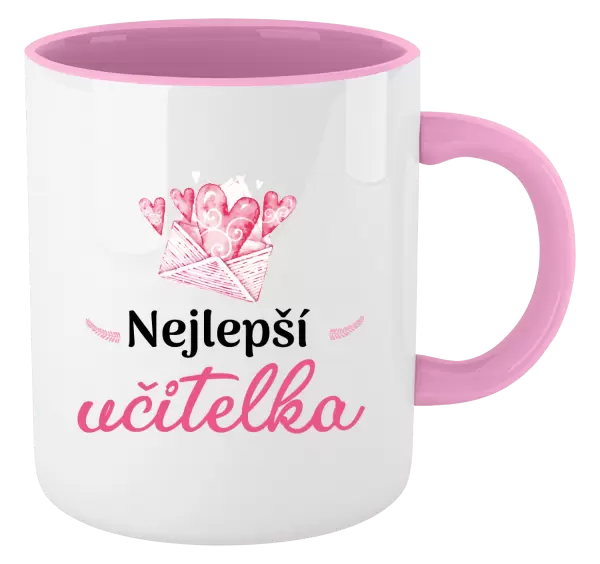 Hrnek Nejlepší učitelka - obálka se srdíčkem