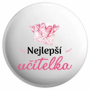 Placka Nejlepší učitelka - obálka se srdíčkem