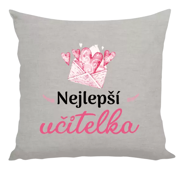 Polštář Nejlepší učitelka - obálka se srdíčkem