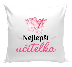 Polštář Nejlepší učitelka - obálka se srdíčkem