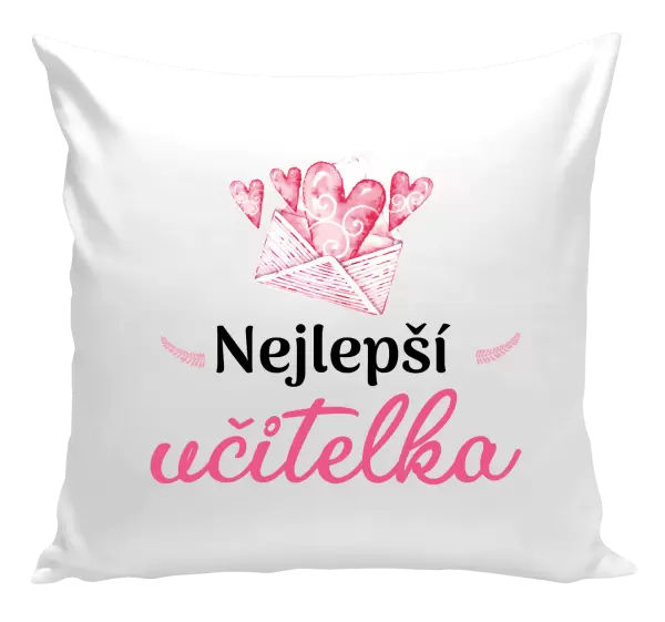 Polštář Nejlepší učitelka - obálka se srdíčkem