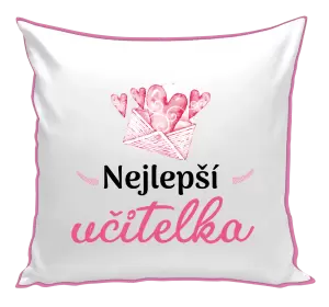 Polštář Nejlepší učitelka - obálka se srdíčkem