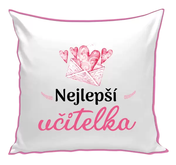 Polštář Nejlepší učitelka - obálka se srdíčkem