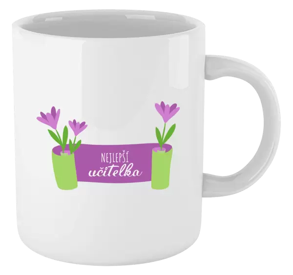 Hrnek Nejlepší učitelka - fialové květiny