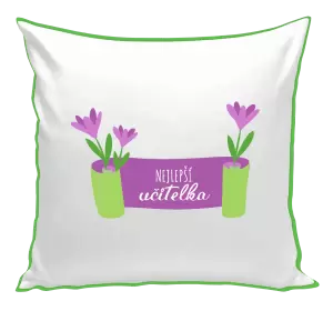 Polštář Nejlepší učitelka - fialové květiny
