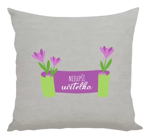 Polštář Nejlepší učitelka - fialové květiny