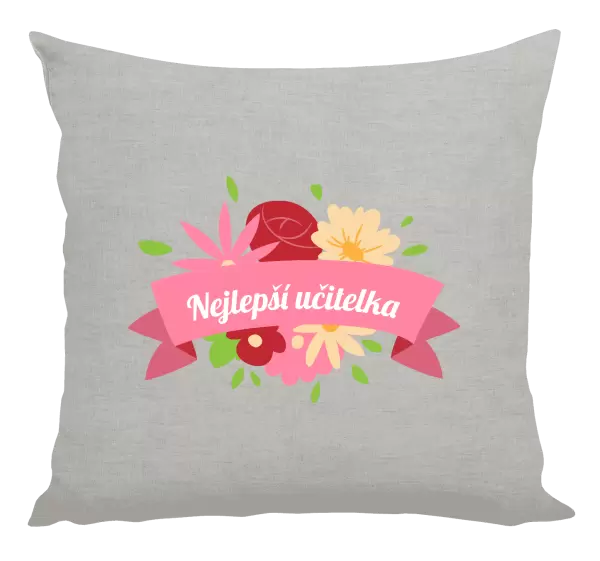 Polštář Nejlepší učitelka - barevné květiny