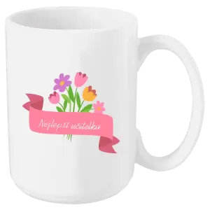 Hrnek Nejlepší učitelka - růžová stuha