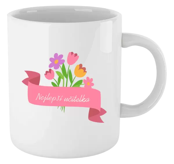 Hrnek Nejlepší učitelka - růžová stuha