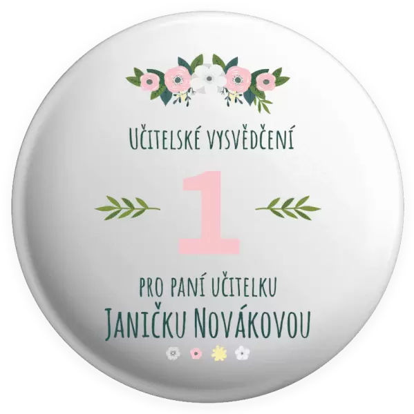 Placka Učitelské vysvědčení pro paní učitelku