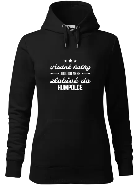Dámská mikina Hodné holky jdou do nebe, zlobivé do... (vlastní město)