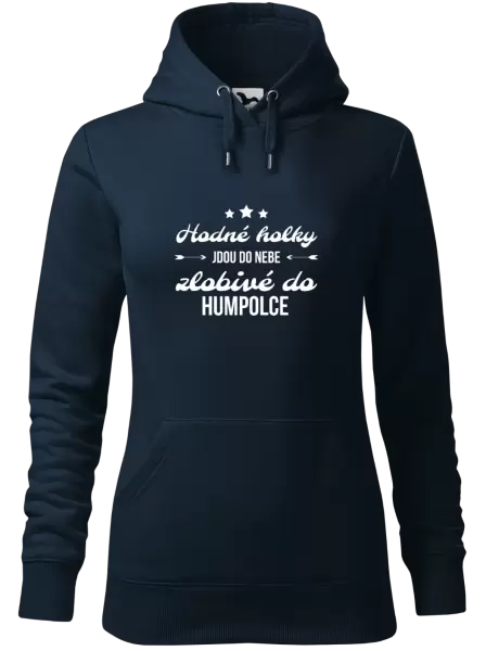 Dámská mikina Hodné holky jdou do nebe, zlobivé do... (vlastní město)