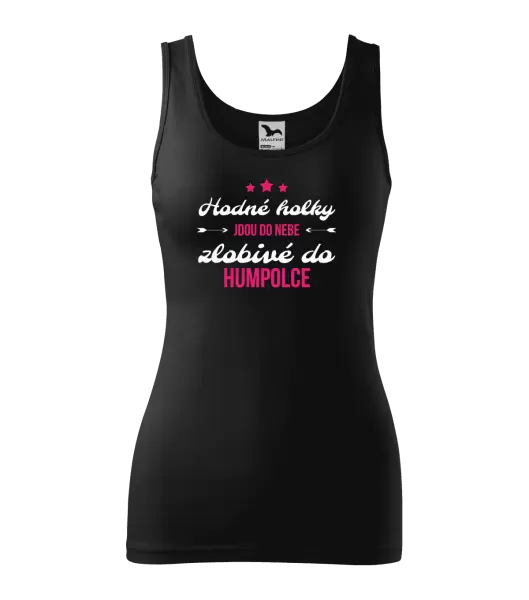 Dámské tílko Hodné holky jdou do nebe, zlobivé do... (vlastní město)
