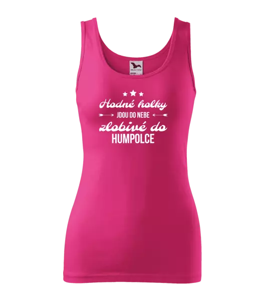 Dámské tílko Hodné holky jdou do nebe, zlobivé do... (vlastní město)