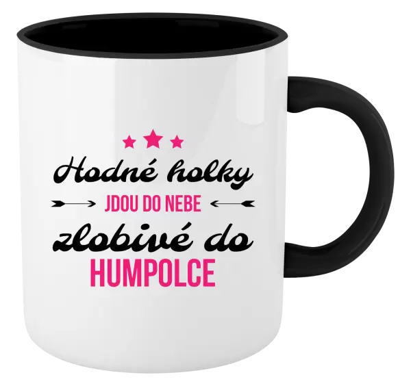 Hrnek Hodné holky jdou do nebe, zlobivé do... (vlastní město)