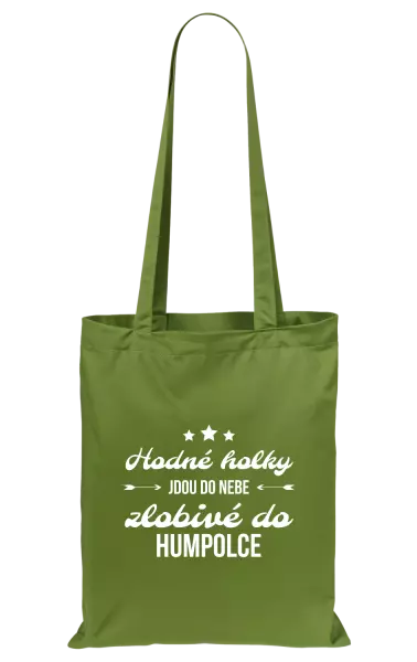 Látková taška Hodné holky jdou do nebe, zlobivé do... (vlastní město)