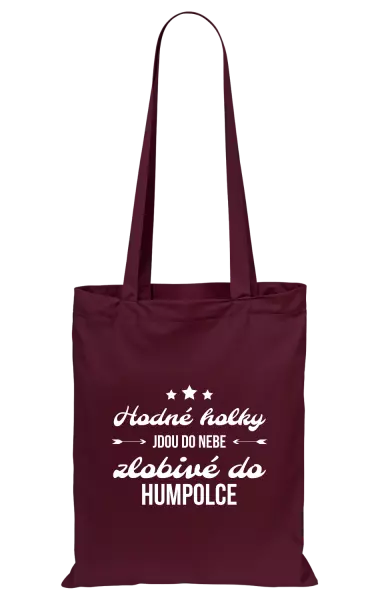Látková taška Hodné holky jdou do nebe, zlobivé do... (vlastní město)